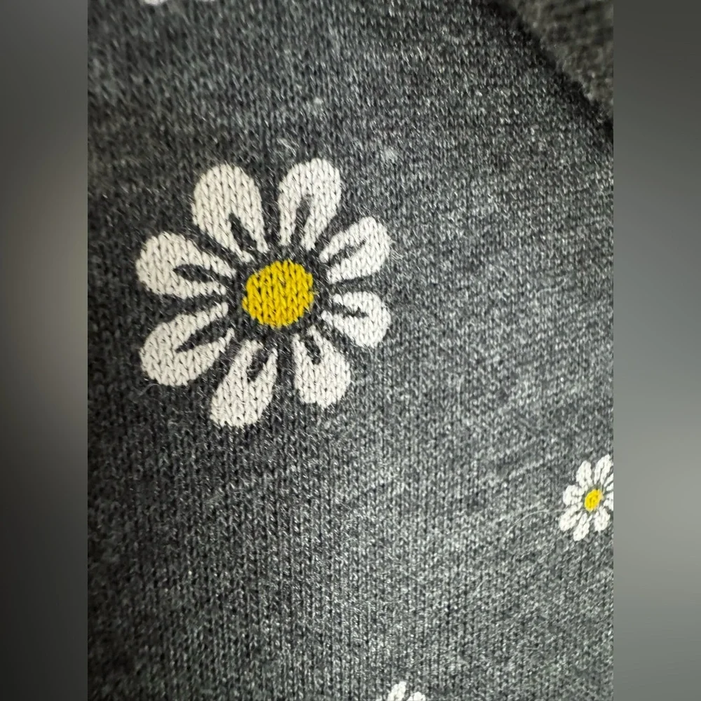 Old Navy Cropped Hoodie - Girls Large 10-12 - Daisy Print Fleece Sweatshirt EUC